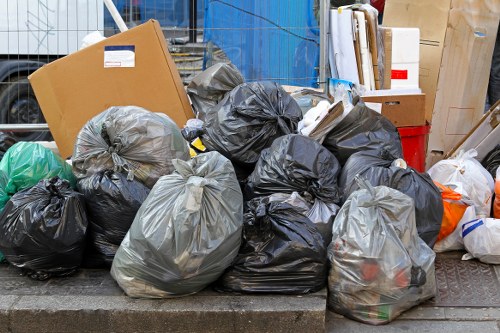Professional waste clearance team working on a building project